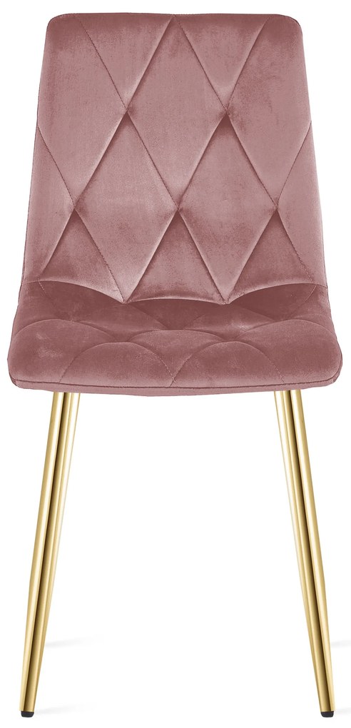 Różowe aksamitne krzesło jadalniane LIBRA ze złotymi nogami