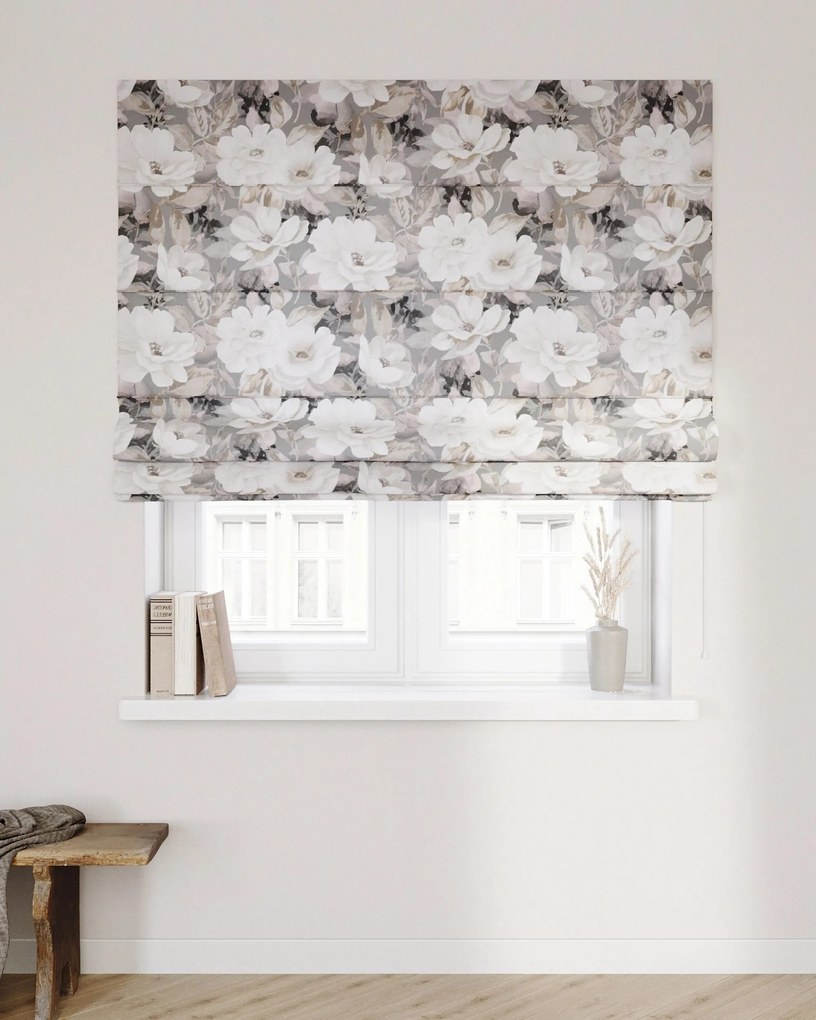 Roleta rzymska Capri kolor szary tkanina wzorzysta