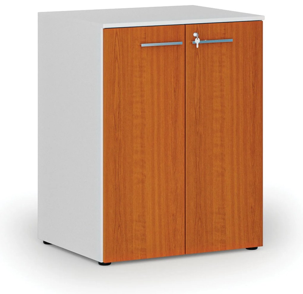 Szafa biurowa z drzwiami PRIMO WHITE, 2 półki, 800 x 640 x 1027 mm, biały/wiśnia