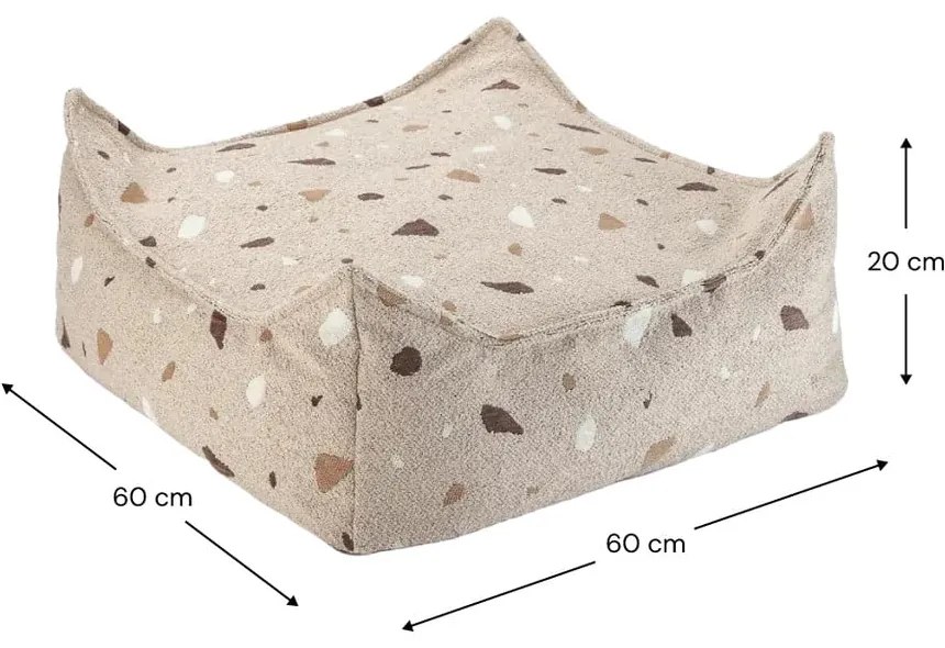 Jasnobrązowy dziecięcy worek do siedzenia z materiału bouclé/z tkaniny szenilowej Terrazzo Square – Wigiwama