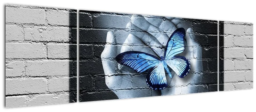 Obraz - Motyl na ścianie (170x50 cm)