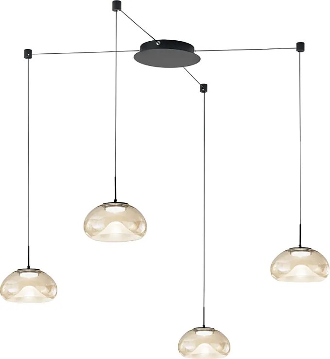 Brena - Koniak, 4-punktowa lampa wisząca zdecentralizowana - Fabas Luce - 40W ściemnialna dioda LED - Zdecentralizowany montaż