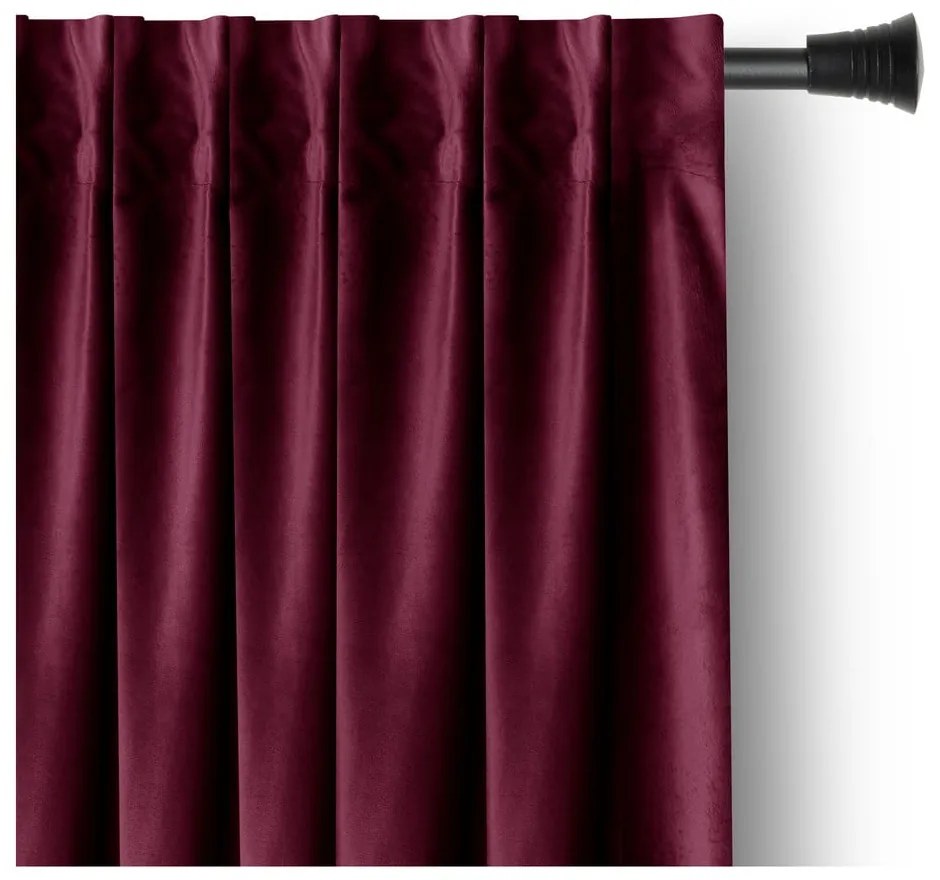 Bordowa aksamitna zasłona częściowo zaciemniająca (dimout) 140x245 cm Pleat – Restilo