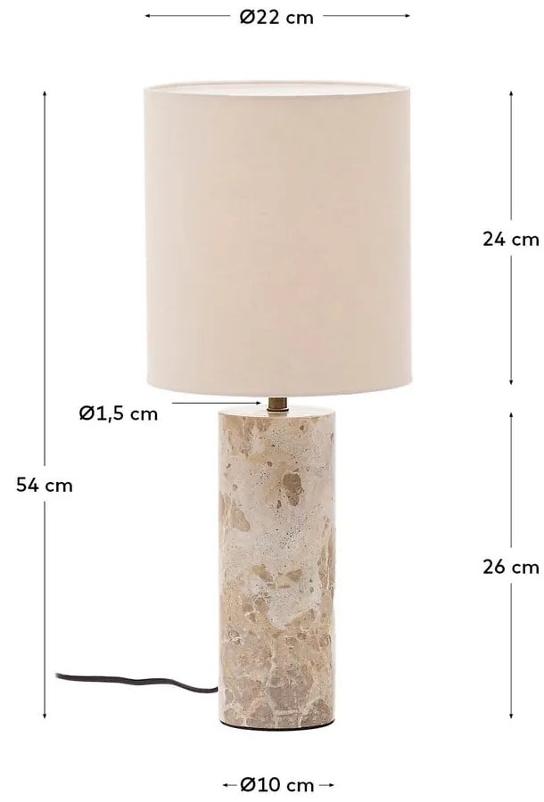 Beżowa marmurowa lampa stołowa z tekstylnym kloszem (wysokość 54 cm) Raze – Kave Home