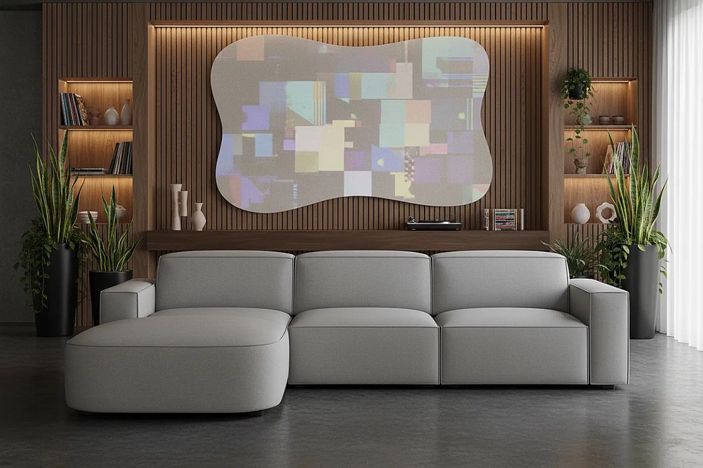 Narożnik modułowy Cursal B lewostronny – sofa narożna 282 × 166 cm, szary Raven 7, nowoczesny design