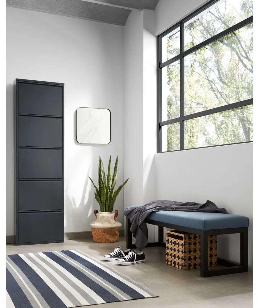 Antracytowa metalowa uchylna szafka na buty 50x169x15 cm Ode – Kave Home