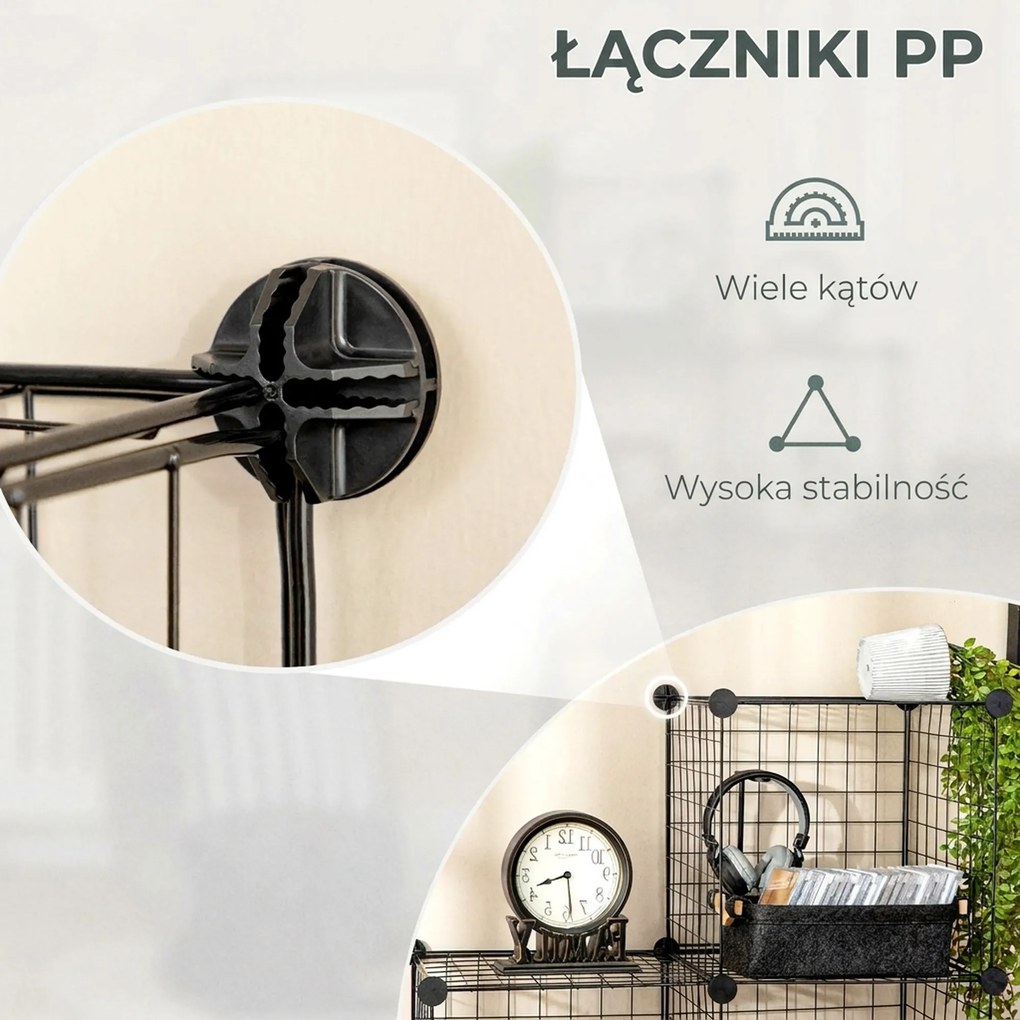 HOMCOM Półka na Buty Modułowa 9 Sześcianów Stal Czarny 35x35x35cm na Sześcian | Aosom PL