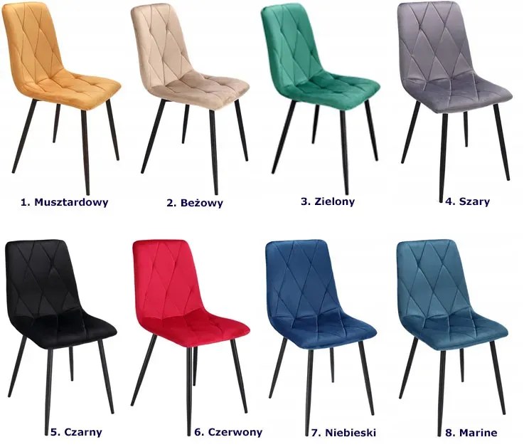 Musztardowe pikowane krzesło welurowe R9-L28