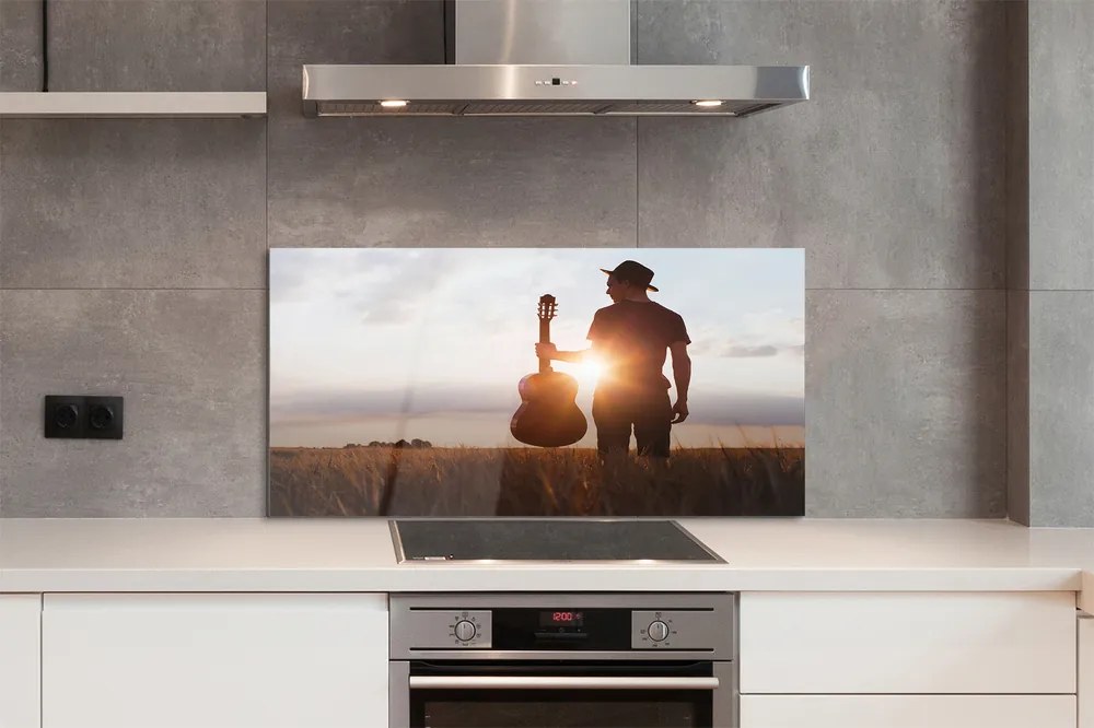 Szklany Panel Muzyk z Gitarą