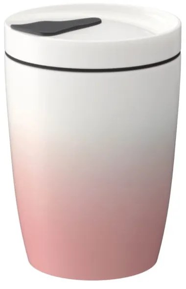Różowo-biały porcelanowy kubek podróżny Villeroy &amp; Boch Like To Go, 290 ml