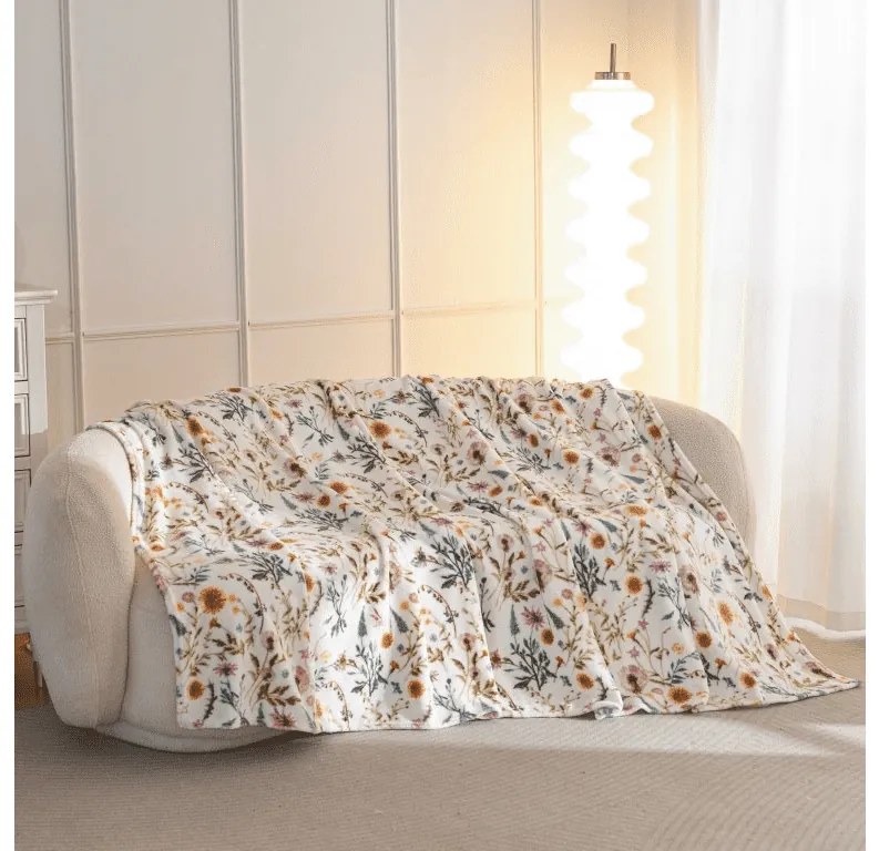 Mikropluszowy koc HERBALIS, kremowy Rozmiar: 150 x 200 cm