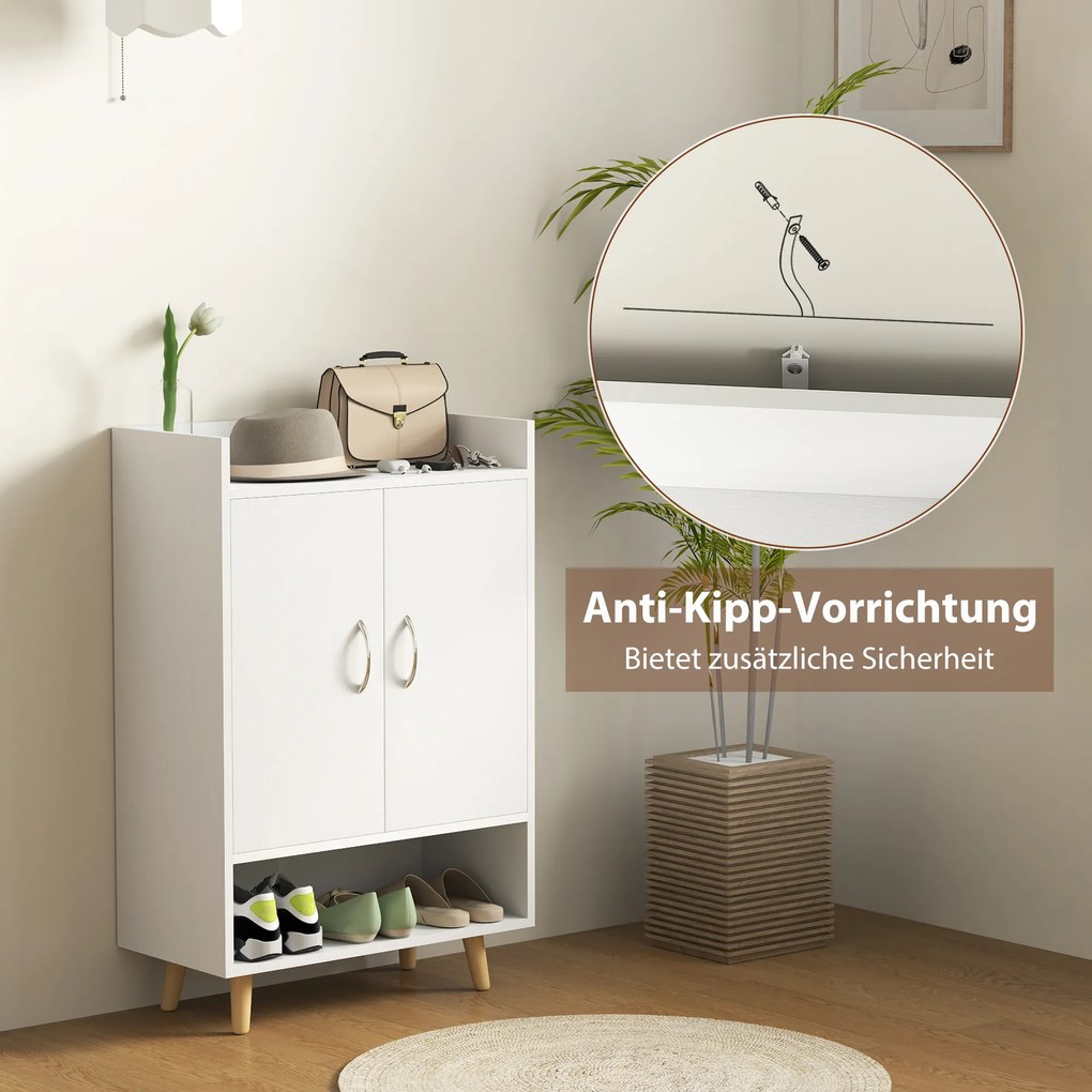 HOMCOM Nowoczesna biała szafka na buty z drzwiami i półkami, idealna do korytarza, 60 x 30 x 92 cm