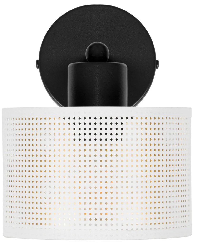 Czarny kinkiet jednopunktowy z białym abażurem WD-BE-1010SC-WE