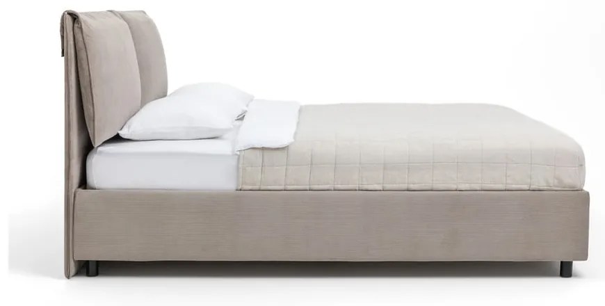 Łóżko tapicerowane dwuosobowe taupe z miejscem do przechowywania z materacem/kratką 180x200 cm Myra Pillow - Bonami Selection