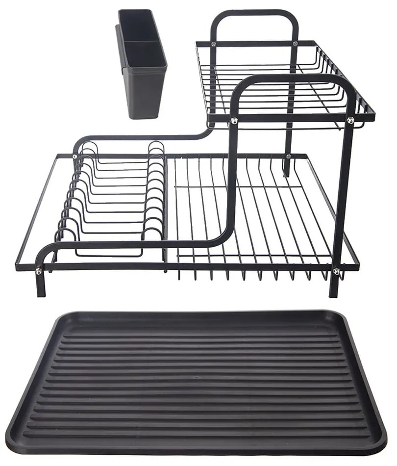 Czarny metalowy ociekacz dwupiętowy 42,5x32 cm Radka – Orion
