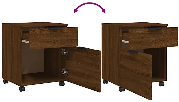 Kontenerek biurowy z szufladą brązowy dąb F0-A93