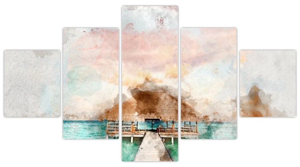 Obraz - Malediwy, drewniane molo (125x70 cm)