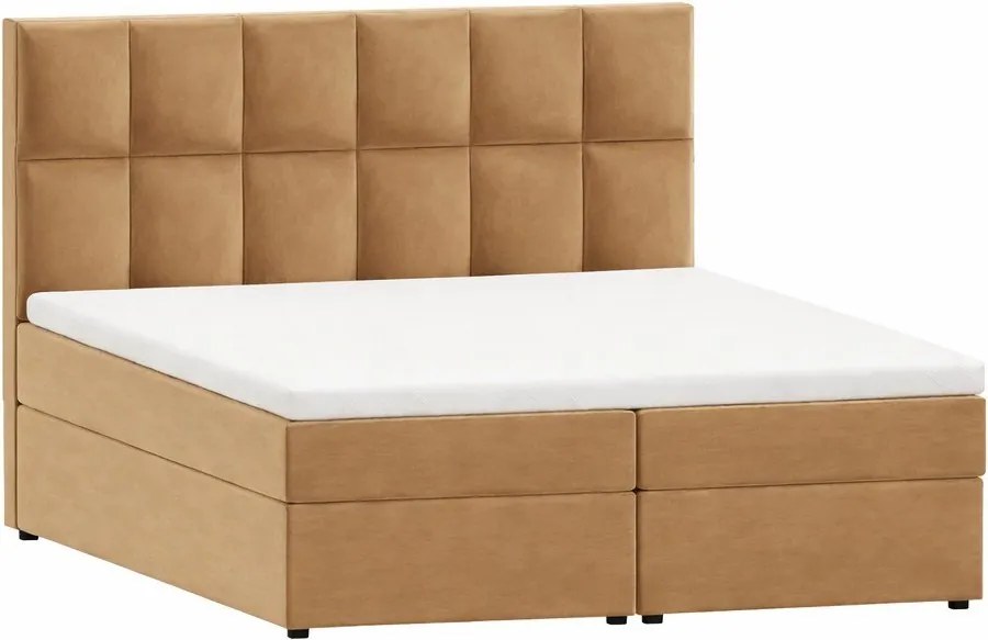 Łóżko boxspring ze schowkiem 160x200 cm w kolorze ochry Flip – Ropez