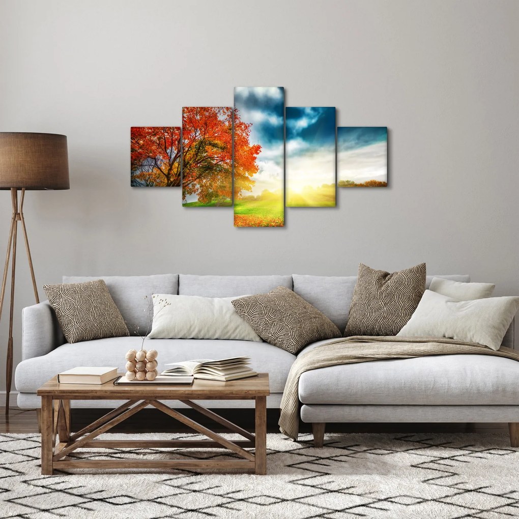 Obraz skąpanego w słońcu krajobrazu (125x70 cm)