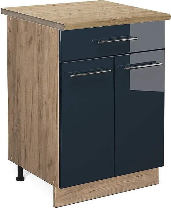 Szafka dolna do kuchni ciemnoniebieski wysoki połysk 60x60x82 fame-line
