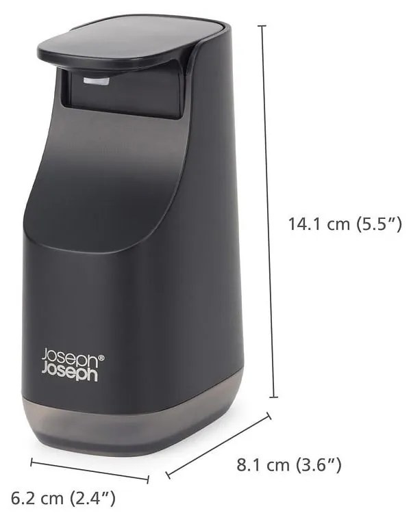 Czarny plastikowy dozownik do mydła 350 ml Slim – Joseph Joseph
