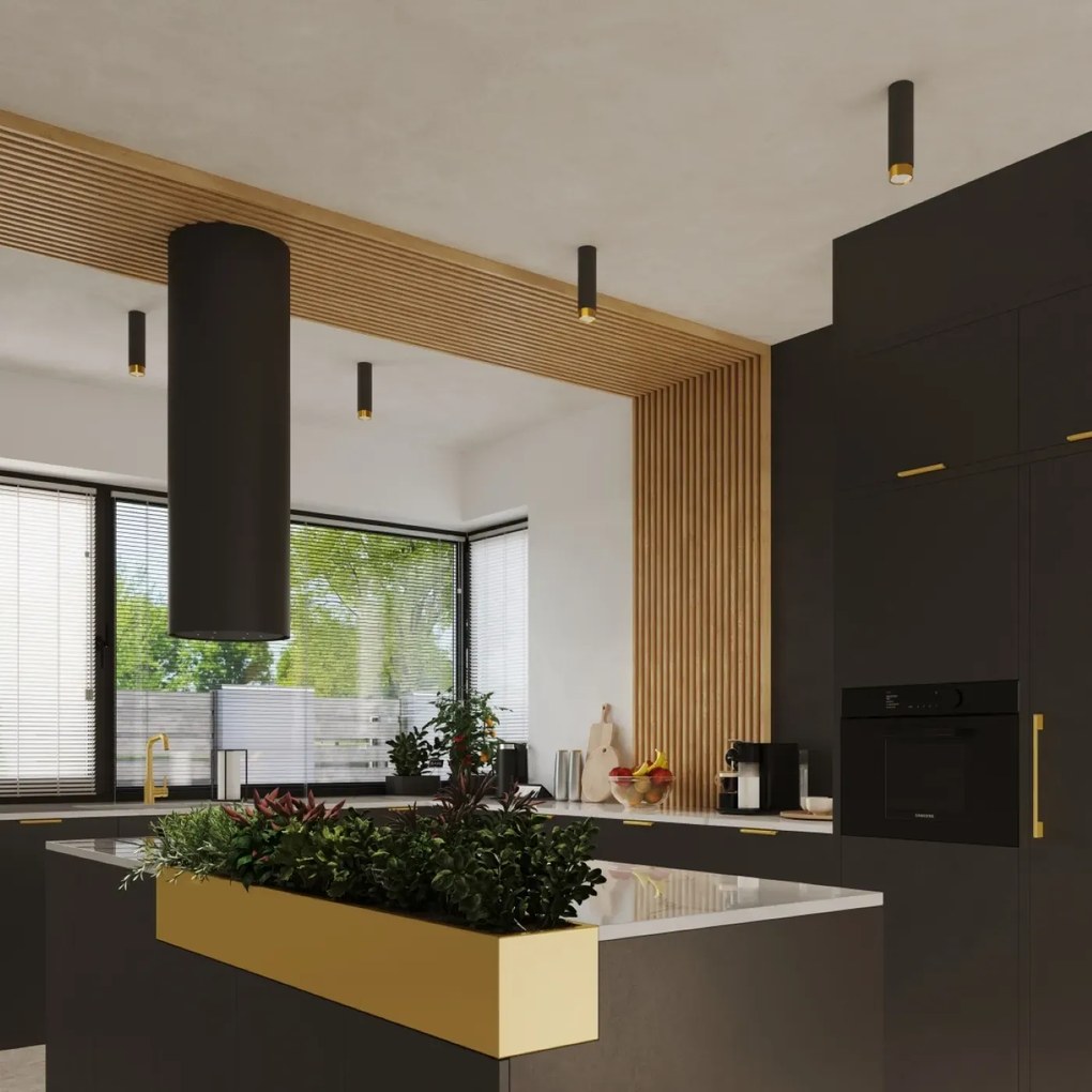 Plafon NERO 12,5 czarny/złoty tuba SOLLUX LIGHTING