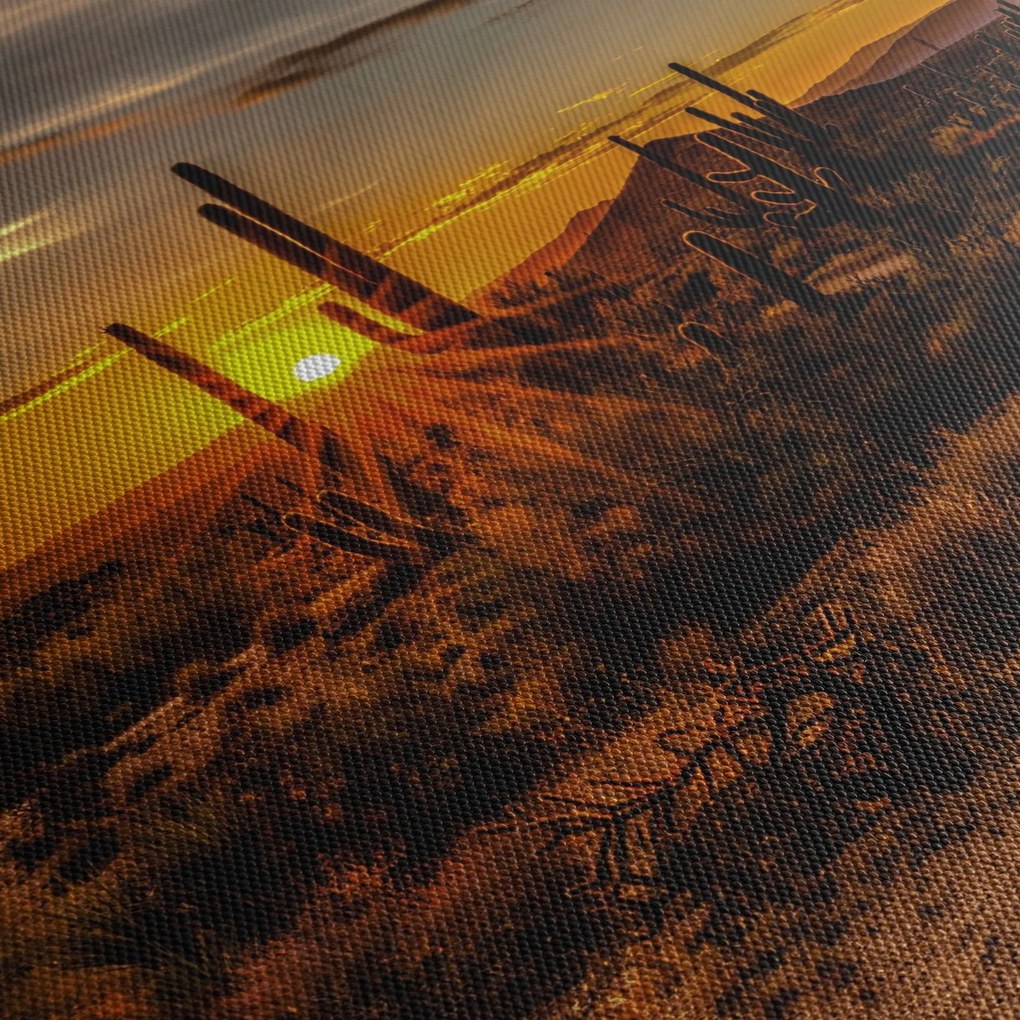 Obraz - Koniec dnia na pustyni w Arizonie (z zegarem) (90x30 cm)