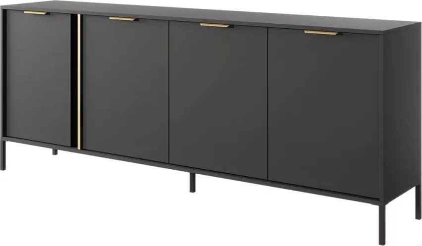 Komoda Zante IV – przestronna 4-drzwiowa komoda antracytowa z 8 półkami