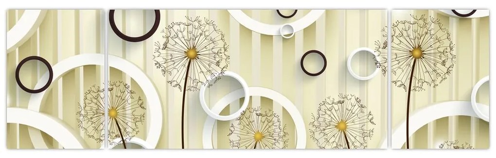 Abstrakcyjny obraz z dmuchawcami (170x50 cm)