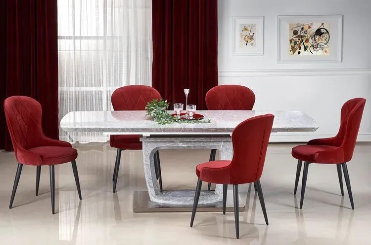 Bordowe stylowe krzesło do salonu - Monaco