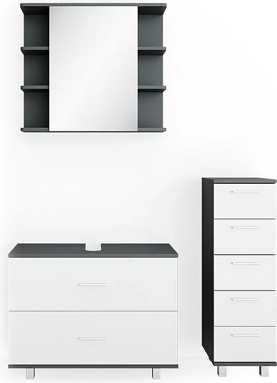 Zestaw mebli łazienkowych biały/antracyt 80x33x60 ilias