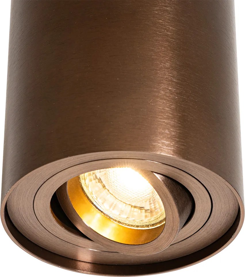 Zestaw 4 nowoczesnych reflektorów sufitowych ciemny brąz obrotowe i przechylane - Rondoo Up