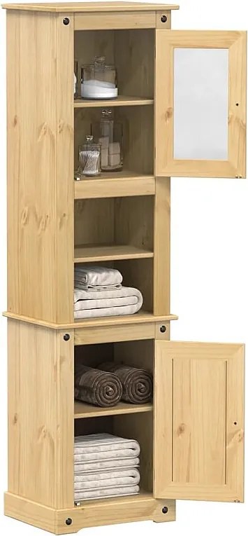 Szafka łazienkowa Corona z litego drewna sosnowego 50x40x185 cm z metalowymi uchwytami i dużą przestrzenią do przechowywania