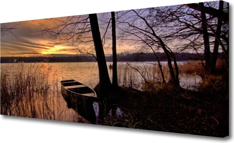 Duży obraz na płótnie Samotna Łódź pod Żaglami