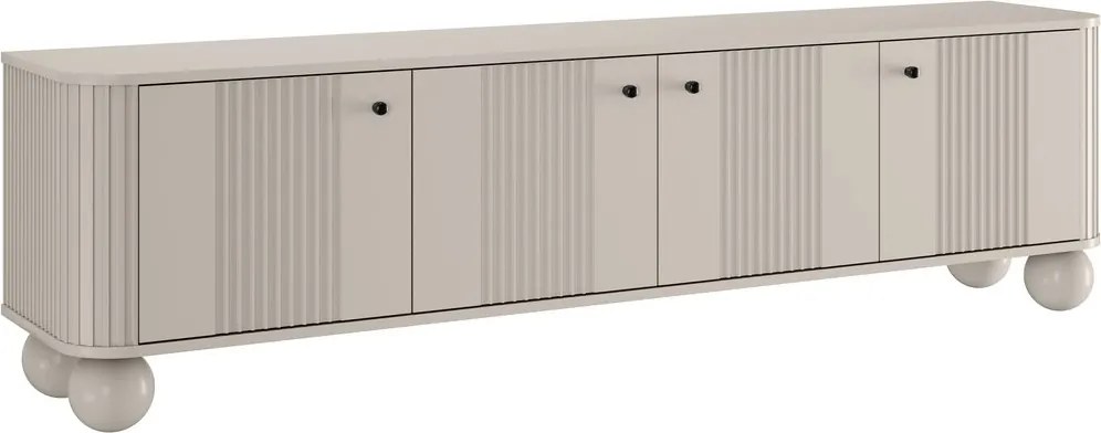 Szafka RTV Vesper 4D 187 cm - kaszmir / czarne uchwyty / nogi kule