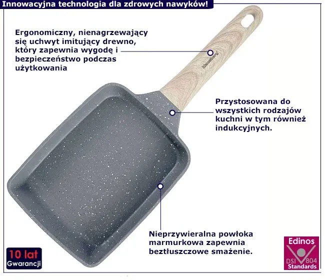 Szara prostokątna patelnia do omletów D1-C29