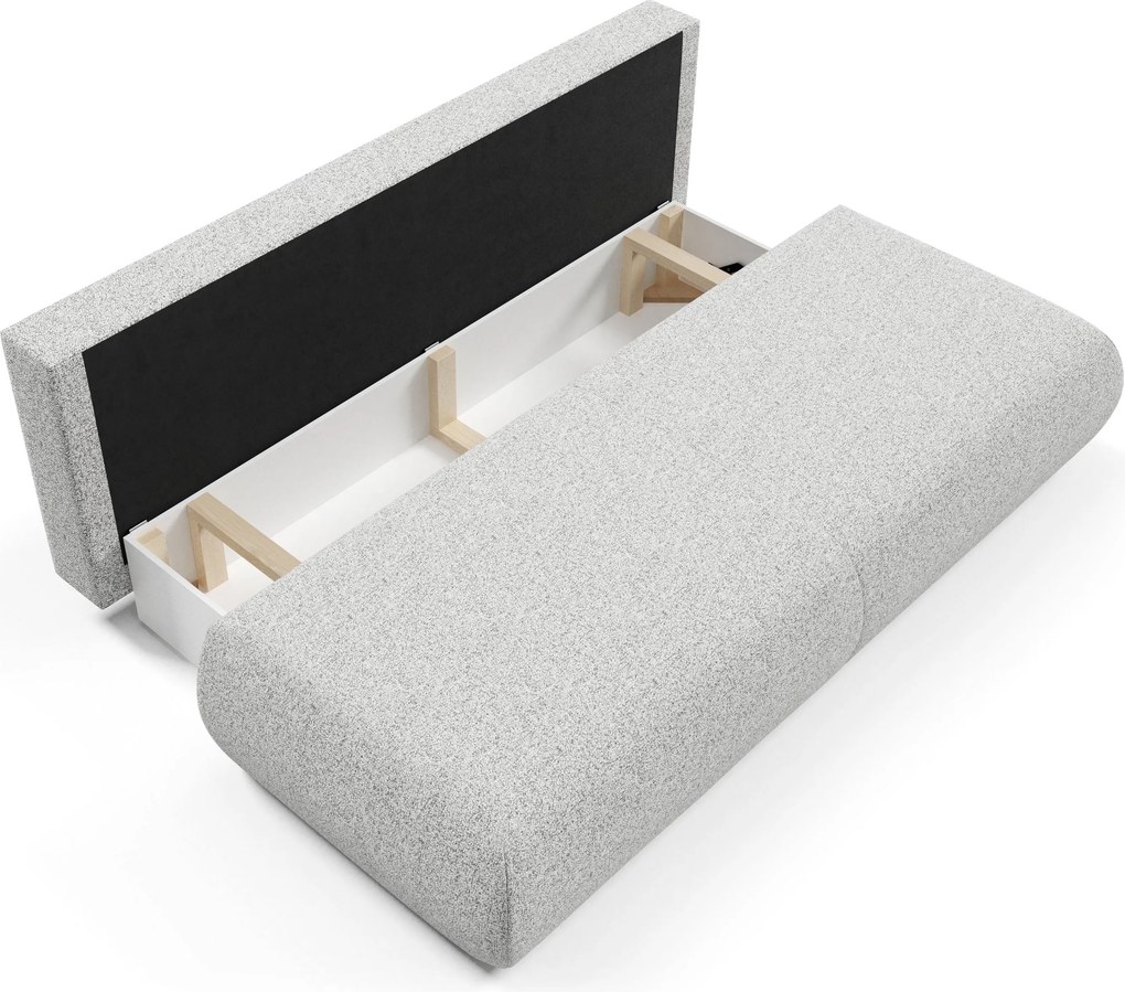 Masseno Sofa DELTA z funkcją spania i pojemnikiem na pościel, Rozkładana sofa - Jasnoszary, PUENTE 80