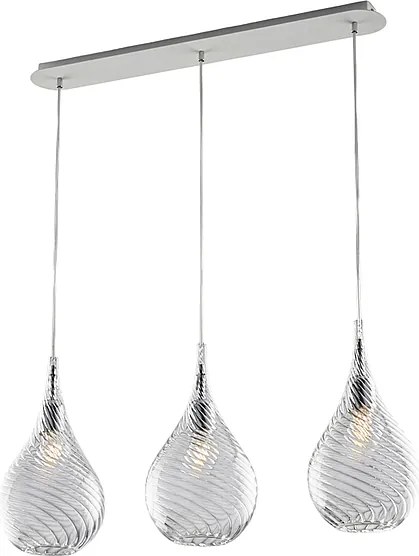 Szyna żelazna Pluvia z przezroczystym szkłem pyrexowym, 3 światła, dł. 75 x 10, BL264-BIN3-TR