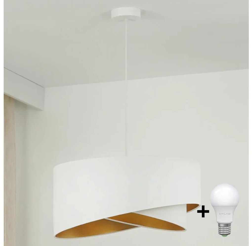 Brilagi - LED Żyrandol na lince LYRA 1xE27/15W/230V biały/złoty
