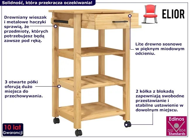 Wózek kuchenny z drewna sosnowego L7-A87