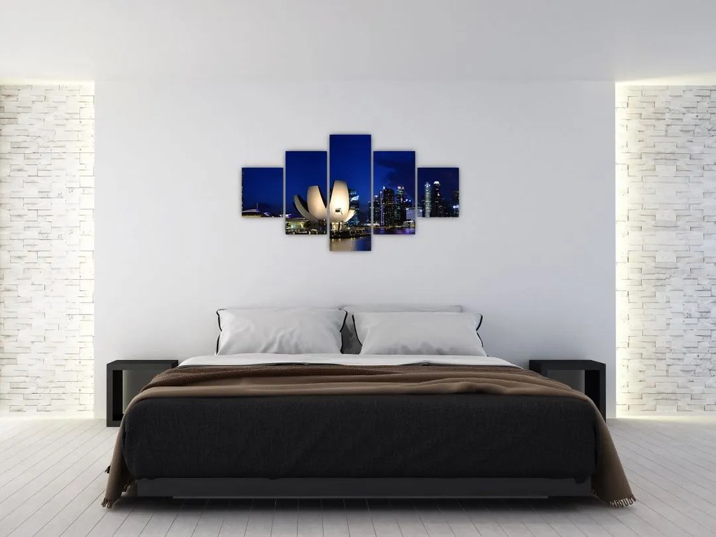 Obraz Singapuru nocą (125x70 cm)