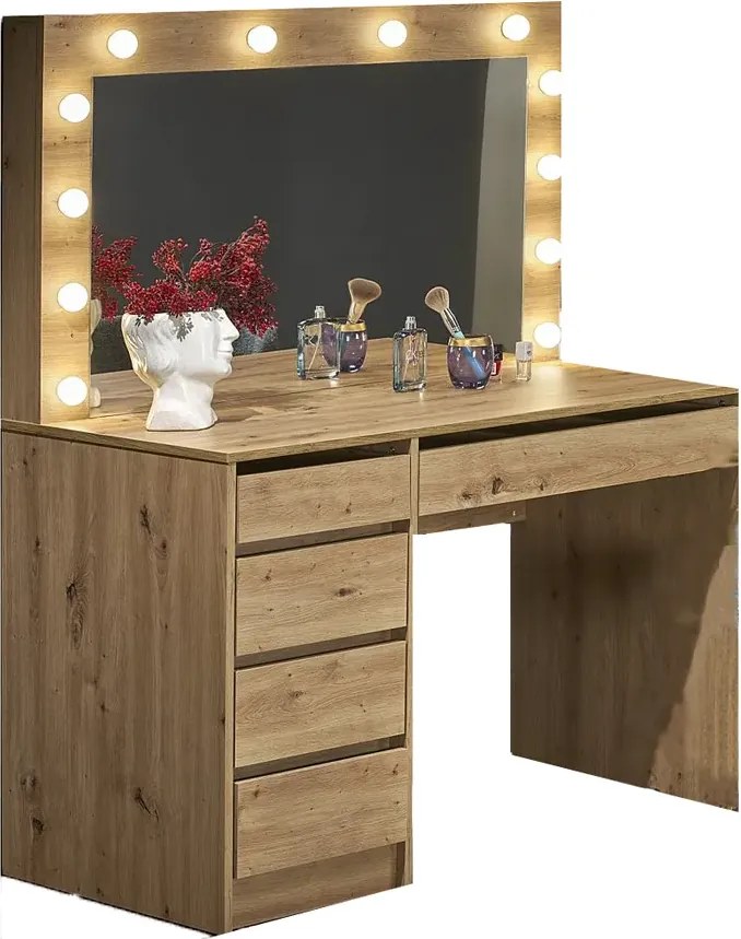 Toaletka Z Lustrem I Led Dąb Artisan R0-F39