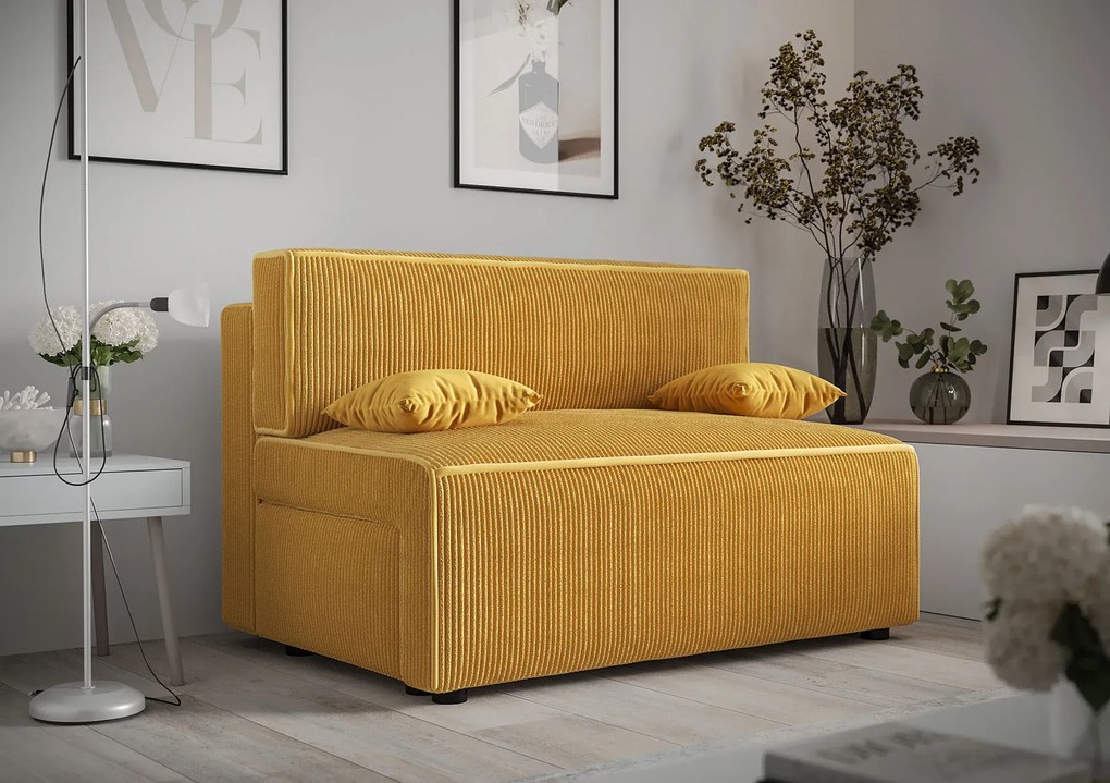 Musztardowa sztruksowa sofa rozkładana Z1-E96