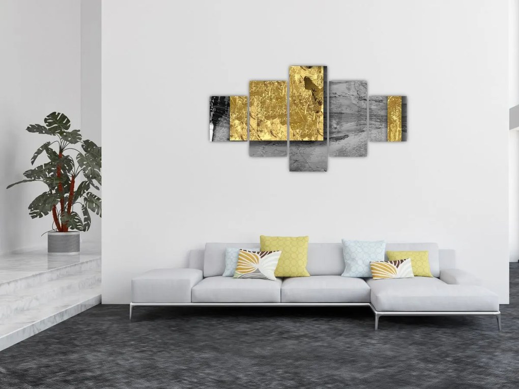 Obraz - Złote kwadraty N⁰2 (125x70 cm)