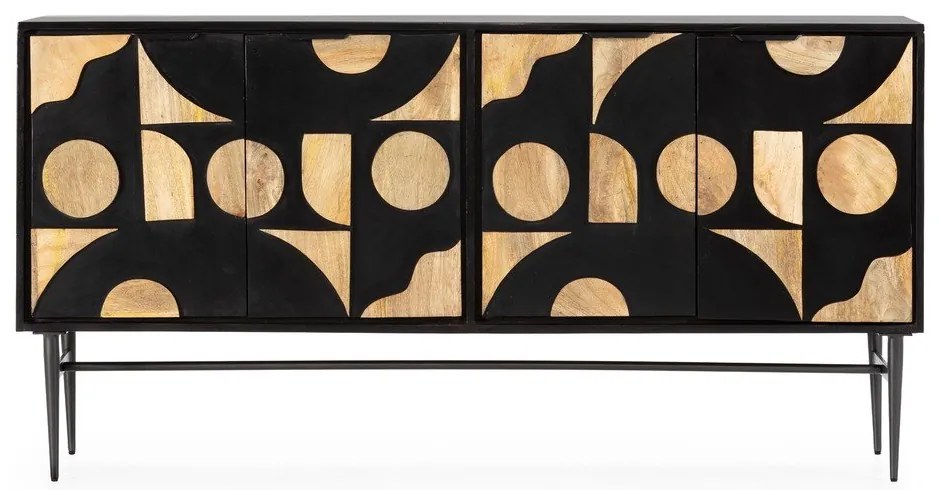 Czarna komoda z litego drewna mango 175x90x40 cm Navya – MOME