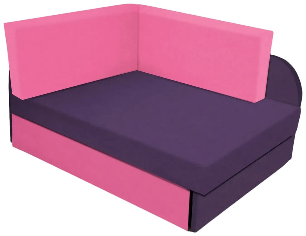 Fioletowo-różowe rozkładane łóżko narożne tapczan z pojemnikiem M7-P98