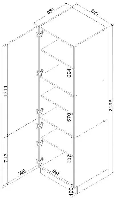 Podwójny wysoki słupek kuchenny 60 cm Dusali