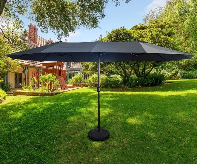 Ciemnoszary potrójny parasol ogrodowy - Berlog