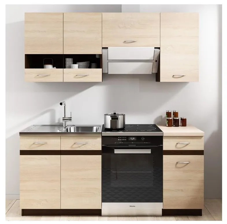 Zestaw kuchenny VALERIA 180 cm brązowy/dąb sonoma