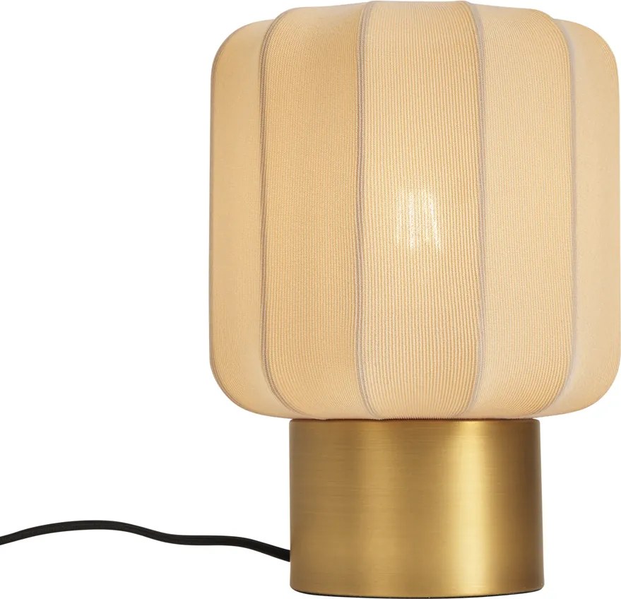 Lampa stołowa Japandi złota z beżowym kloszem - Pluni